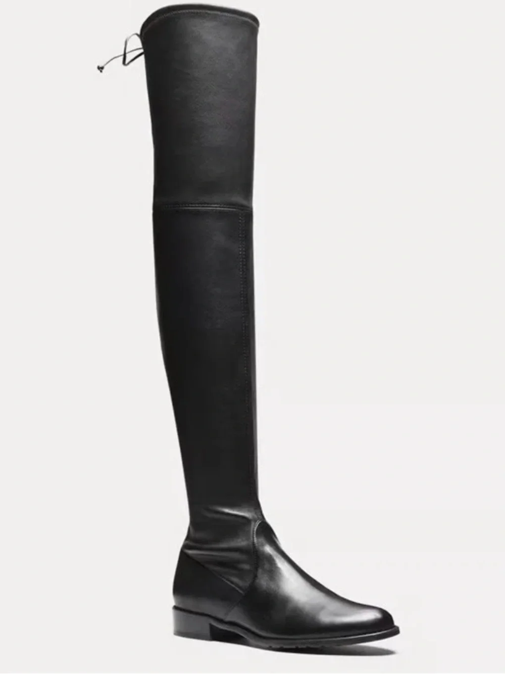 STUART WEITZMAN LOWLAND OVER-THE-KNEE BOOT in BLACK STRETCH LEATHER / SIZE 6